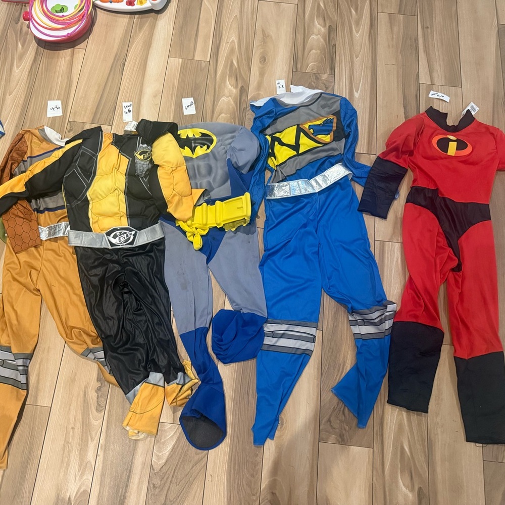 5 Superhero Kids Costume Set - Blue, Red, Yellow